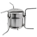 Stainless Steel Portable Alcohol Stove Camping BBQ Cookware Alcohol Burner with Folding Rotating Support Frame