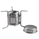 Stainless Steel Portable Alcohol Stove Camping BBQ Cookware Alcohol Burner with Folding Rotating Support Frame