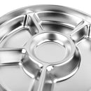 Stainless Steel 5 Partition Food Serving Dish Tray Round Dinner Plate Tableware with Cover Cap 10.3 inch