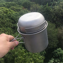 Ultralight Portable Camping Titanium Stock Pot Bowl Set with Foldable Handle