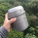 Ultralight Portable Camping Titanium Stock Pot Bowl Set with Foldable Handle