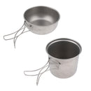Ultralight Portable Camping Titanium Stock Pot Bowl Set with Foldable Handle