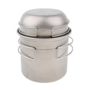 Ultralight Portable Camping Titanium Stock Pot Bowl Set with Foldable Handle