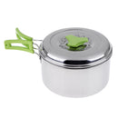 Portable Camping Pot Stainless Steel Folding Backpacking Cooking Cookware