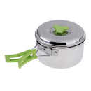 Portable Camping Pot Stainless Steel Folding Backpacking Cooking Cookware