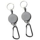 2PCS Professional Heavy Duty Self Retracting ID Badge Key Reel with Retractable Steel Cord 65cm