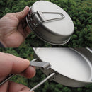 2Pcs Pure Titanium Pot Pan with Foldable Handle Ultralight Camping Outdoor Cookware