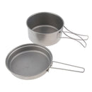 2Pcs Pure Titanium Pot Pan with Foldable Handle Ultralight Camping Outdoor Cookware