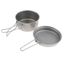 2Pcs Pure Titanium Pot Pan with Foldable Handle Ultralight Camping Outdoor Cookware