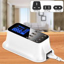 8-Port USB Fast Charging Station AC Power Adapter LCD Display USB Charger Travel Office Home for Laptop Tablets Phone