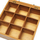 Wooden Chic Kitchen Spice Tea Box 9 Section Compartments Container Storage Chest Holder
