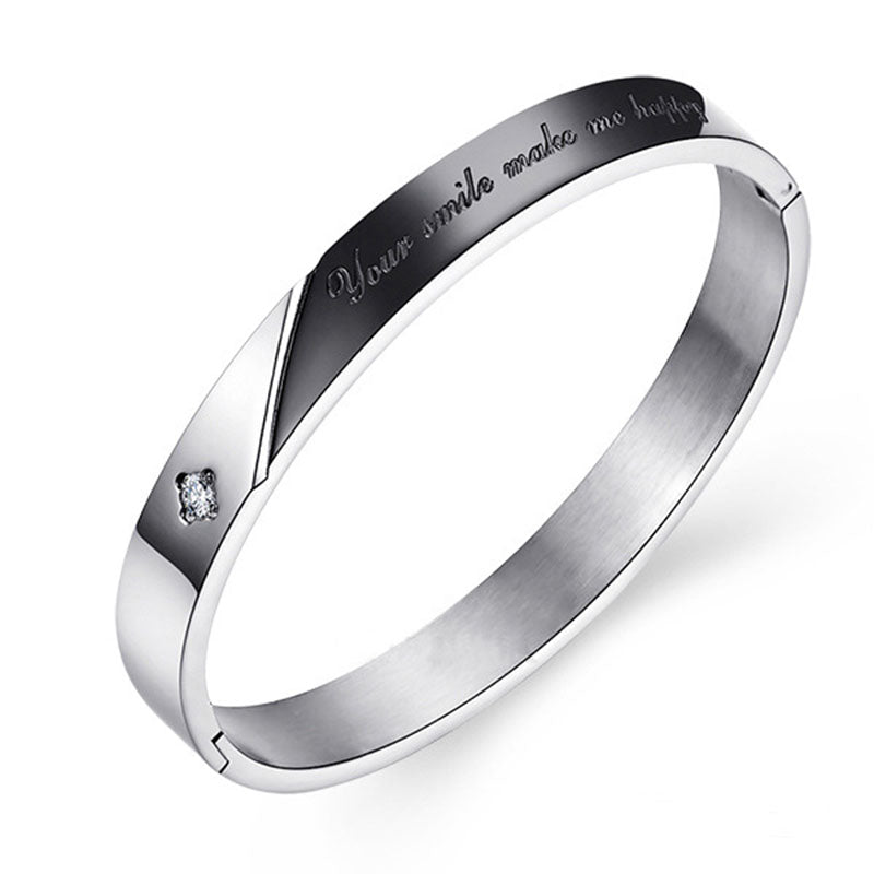 Trendy Titanium Steel Couple Bracelets Bangle Relationship Bracelet for Men Women