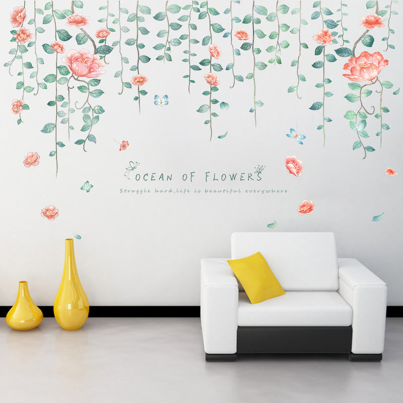 Miico XC9042 Flower Vine Flower Wall Sticker Living Room Bedroom Wall Decoration Sticker DIY Stickers