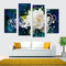 Miico Hand Painted Four Combination Decorative Paintings White Rose Wall Art For Home Decoration