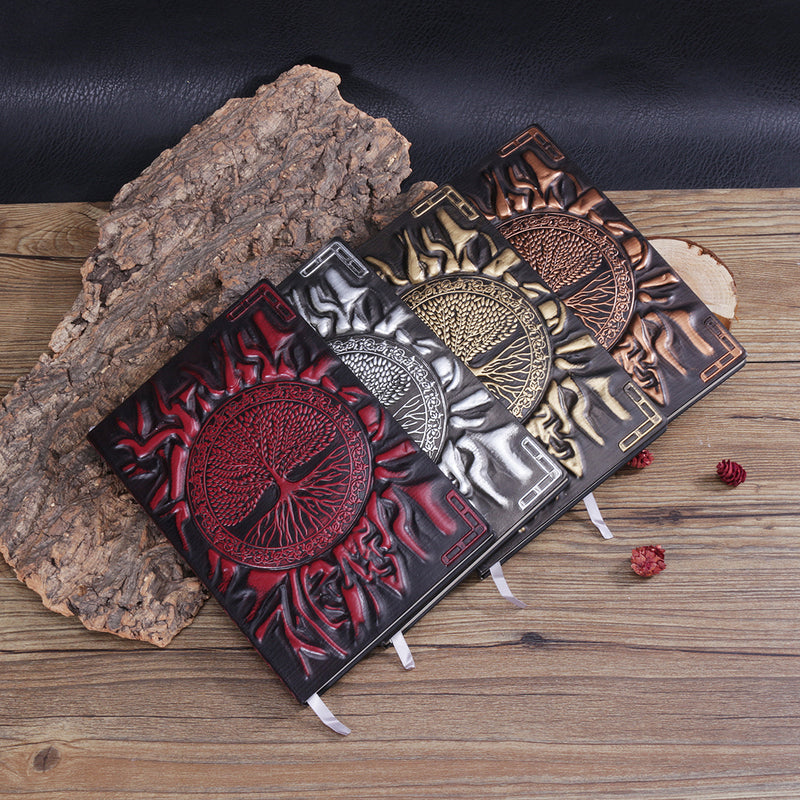 Embossed notebook retro PU notepad manual diary business notebook