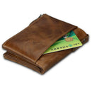 IPRee Men's Vintage RFID Blocking Wallet Genuine Leather ID Card Holder Coin Pocket Purse