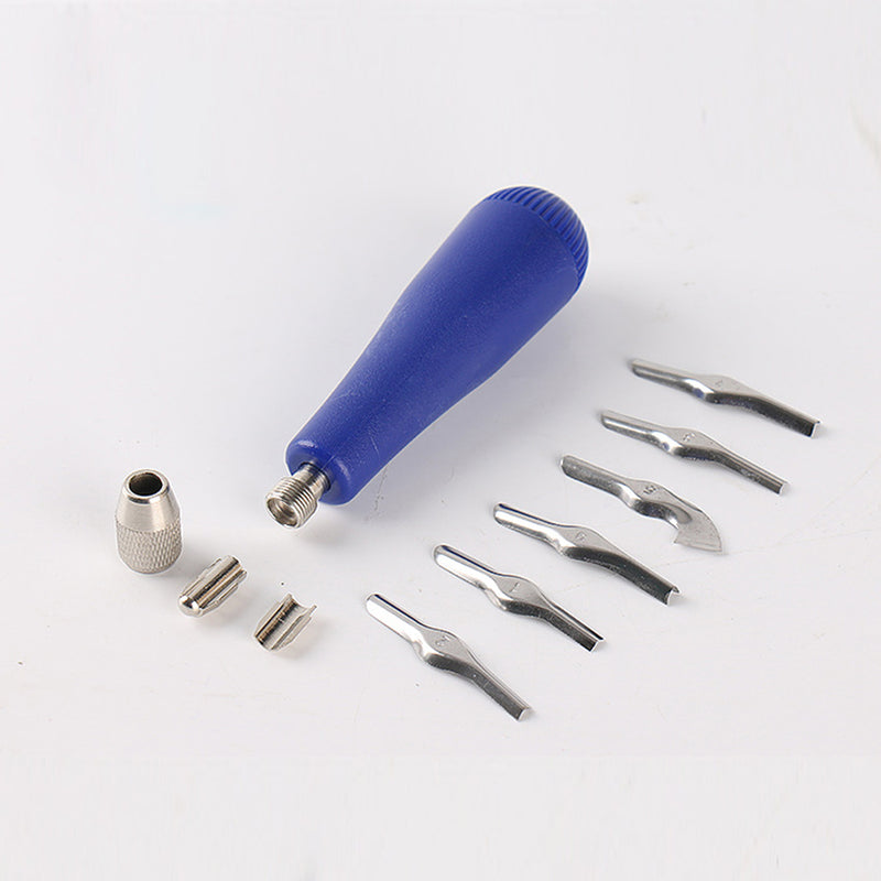Stainless Steel Wood Carving Knife Paper Carving Chisel Hand Tools Handle + 6 Cutter Heads