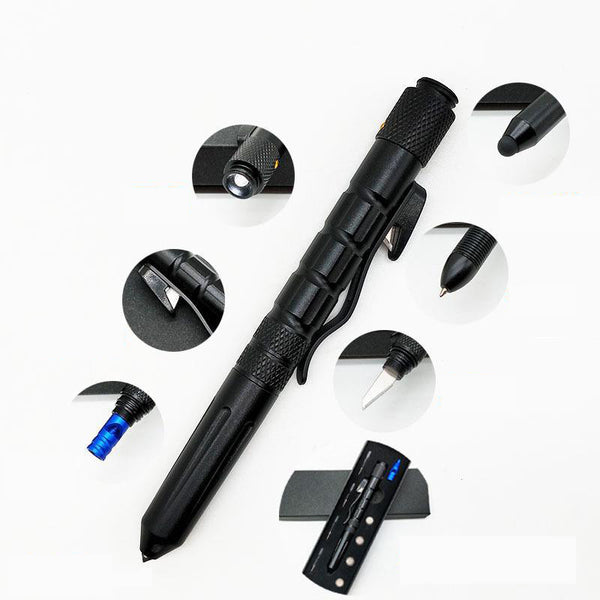 B008.2 Outdoor EDC Multi-functional Self Defensive Tactical Pen With Emergency LED Light Whistle Glass Breaker Cutter for Outdoor