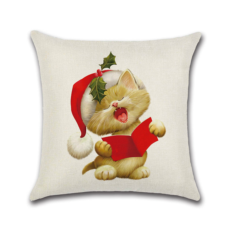 Merry Christmas Lovely Cats Dogs Cushion Covers Pillow Case Seat Sofa Pillow Cover