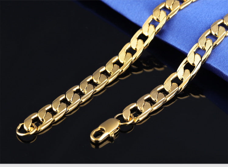 18K Gold Men's Twisted Sheet Plating Thick Single Chain Necklace
