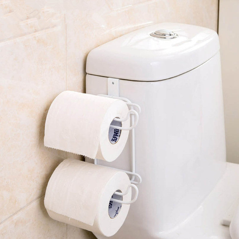 Bathroom Kitchen Hanging Organizer Iron 2 Layers Toilet Roll Paper Home Hooks Shelf Towel Holder