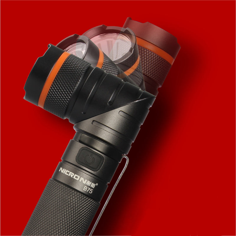 Nicron B75 XP-G2 S2 300LM Magnetic Tail 90 Adjustable Head USB LED Flashlight & Fluorescence Detection Pen