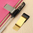 Stainless Steel Leather Notebook Clip Metal Pen Holder Paper Folder