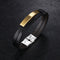 Double Black Stainless Steel Men's Leather Bracelet