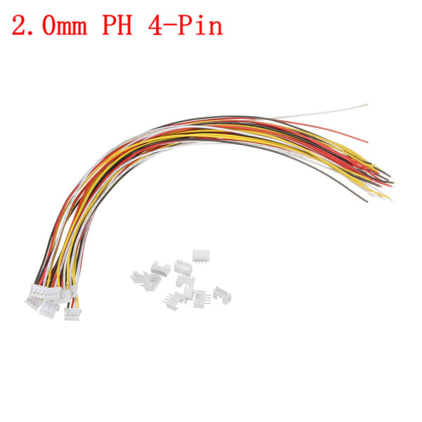 Excellway 10 Sets Mini JST 2.0mm PH 4Pin 26AWG Male Female Connector Plug Wire Cables 300mm