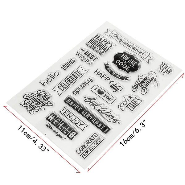 Birthday Transparent Sheet Scrapbooking Craft Card Clear Rubber Stamp Cling Set