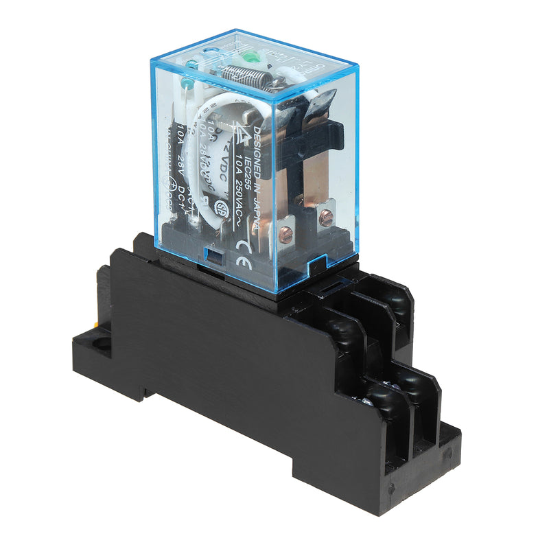 5 PCS 12V DC Coil Power Relay LY2NJ DPDT 8 Pin HH62P JQX-13F With Socket Base Power Relay