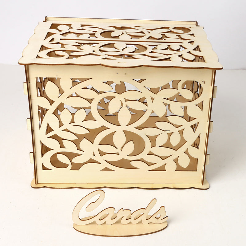 Wedding Card Box With Lock DIY Money Wooden Gift Leaf Boxes For Birthday Party