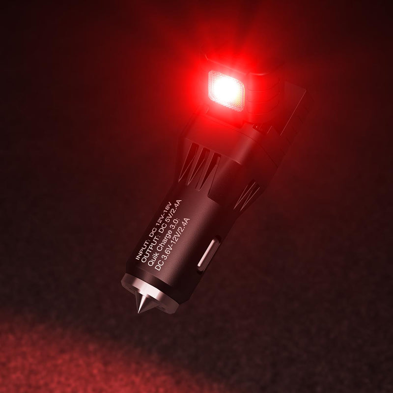 Nitecore VCL10 Quick Charge 3.0 USB Car Charger With White + Red Light Flashlight