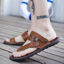 Summer Men Large Size Two Wear Clip Toe Leather Sport Beach Casual Shoes Sandals