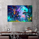 24x36'' Psychedelic Mushroom Town Art Print Fabric Silk Poster Wall Home Decorations