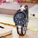SKENGKE SK K0075 Fashion Women Crystal Ladies Dress Stainless Steel Quartz Watch