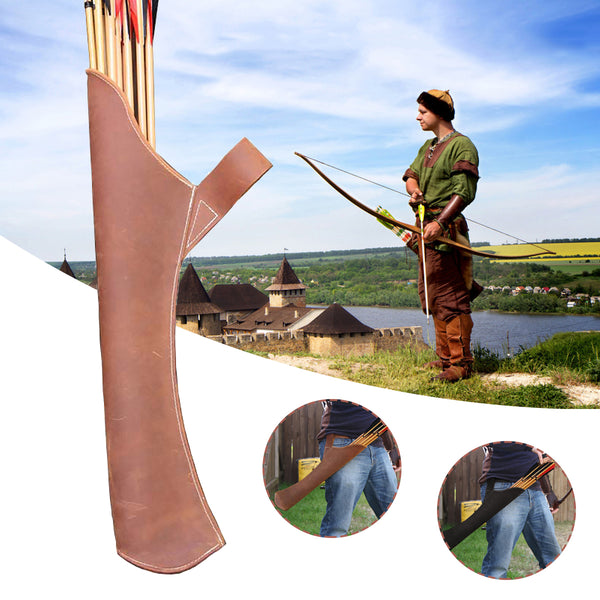Middle Ages Vintage Leather Archery Arrow Holder PU Arrow Bag Hunting Sport Side Waist Arrow Quiver