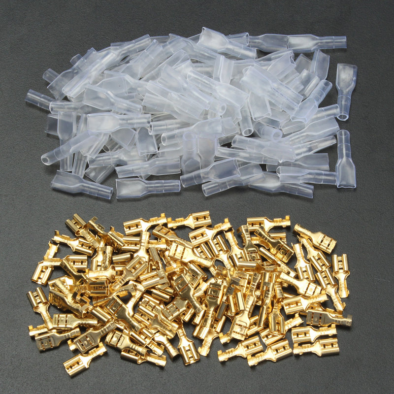 100pcs Copper 4.8mm Female Spade Crimp Terminals 22~16AWG