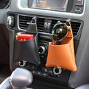 Leather Car Air Vent Storage Bag Phone Holder Sundries Storage Bucket Multifuctional Pocket Pouch
