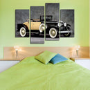 Miico Hand Painted Four Combination Decorative Paintings Retro Yellow Car Wall Art For Home Decoration