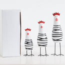 3 Pcs Wooden Chicken Family Set Artificial Animal Ornaments Cute Desktop Decoration Wood Carving Toys for Home Office