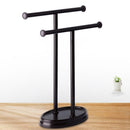 2 Tier Bar Towel Holder Freestanding Drying Rack Hanger Storage Shelf Bathroom
