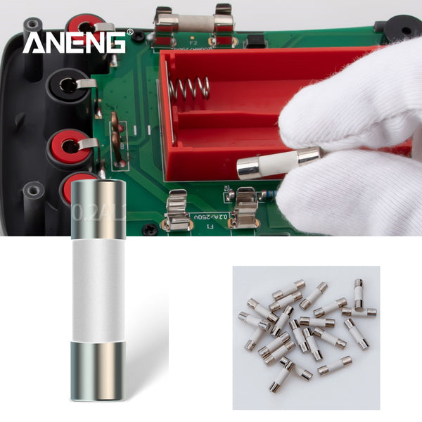 20 Pcs ANENG 5X20mm Ceramic Fuse 0.2A + 10A for Multimeter