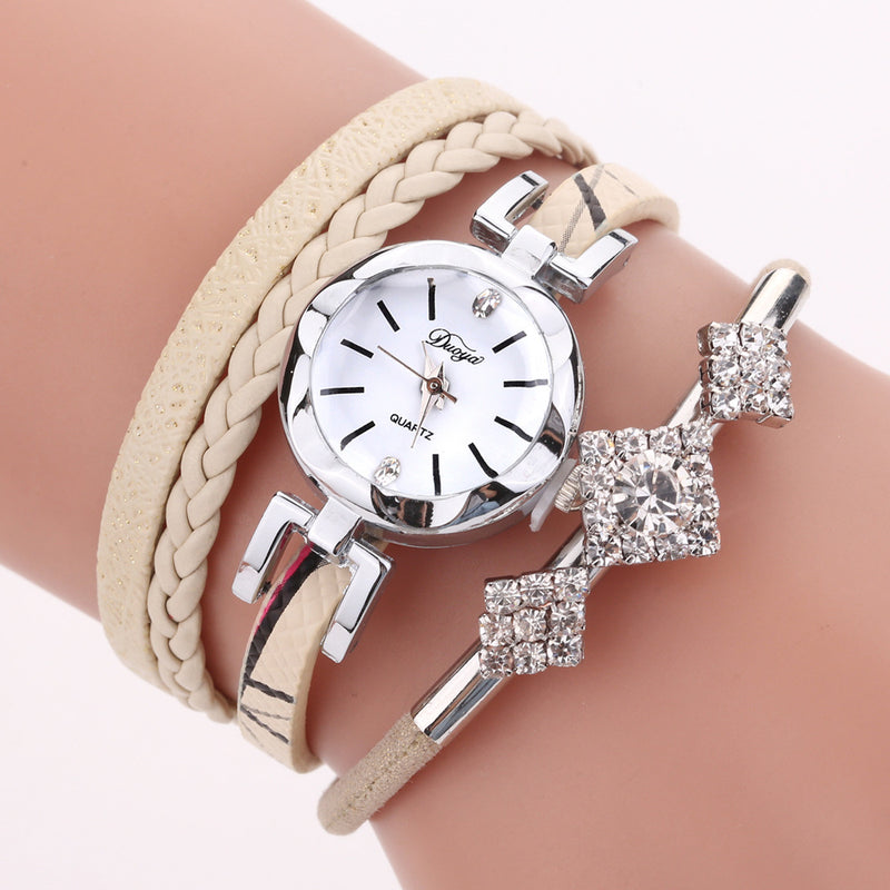 DUOYA D255 Flower Dial Show Fashionable Women Bracelet Watch Tourist Dress Retro Style Quartz Watch