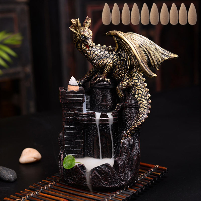 Dragon Backflow Incense Ceramic Statue Figurine Home Decorations Handmade Aromatherapy