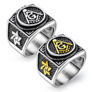 Personality Domineering Retro Masonic Titanium Steel Index Finger Ring