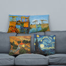 Abstract Starry Oil Painting Cotton Linen Pillow Case Waist Cushion Cover Bags Home Car Deco