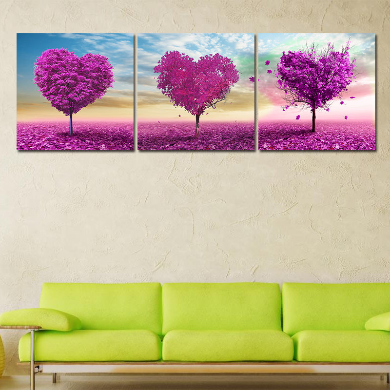 Miico Hand Painted Three Combination Decorative Paintings White Flower Wall Art For Home Decoration