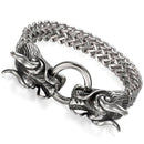 Cool Heavy Stainless Steel Silver Dragon Head Cuff Bangle Men's Bracelet