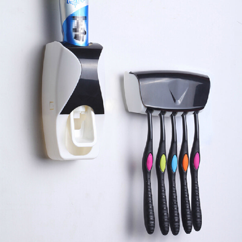 Automatic Bathroom Wall Mounted Toothpaste Dispenser With Five Toothbrush Holder